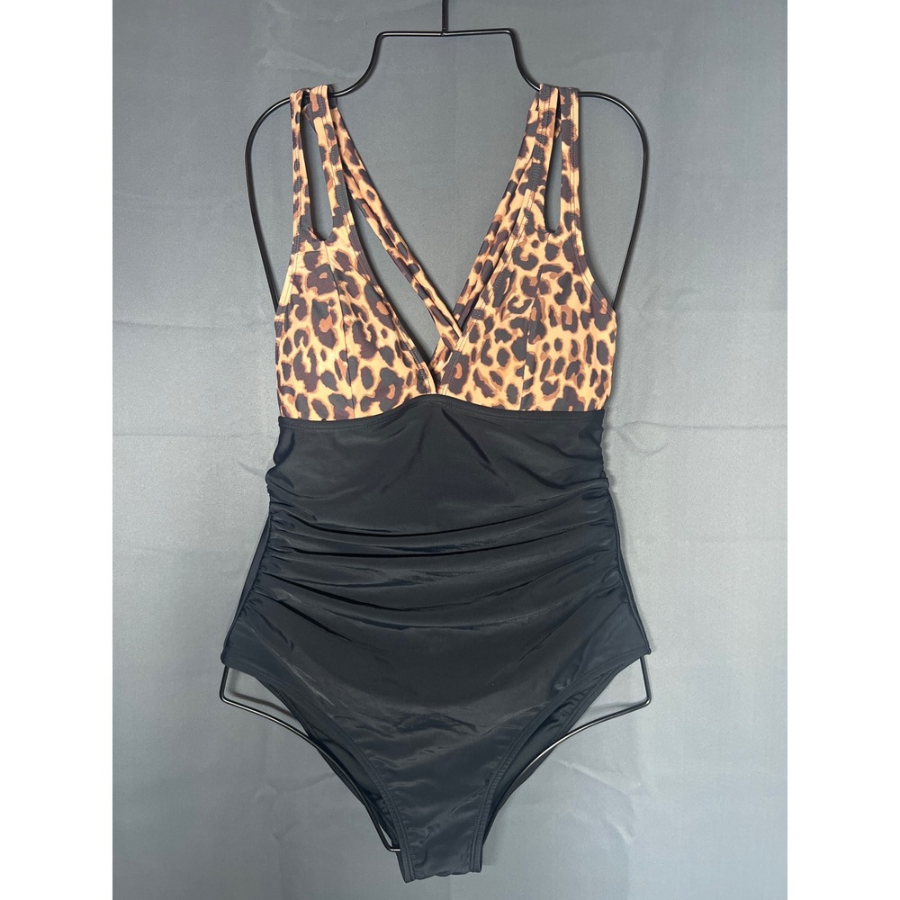 Cupshe Leopard Ruched One-Piece Swimsuit small